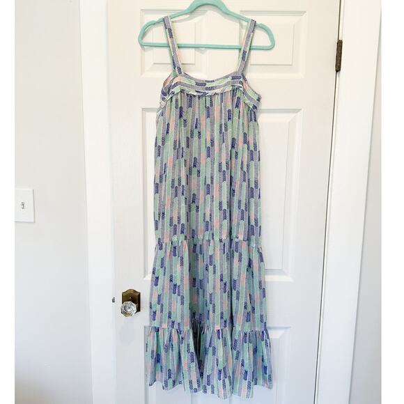 Lemlem NWOT Gigi Silk Herringbone Sweepy Tiered Maxi Dress Size Small - Picture 1 of 11